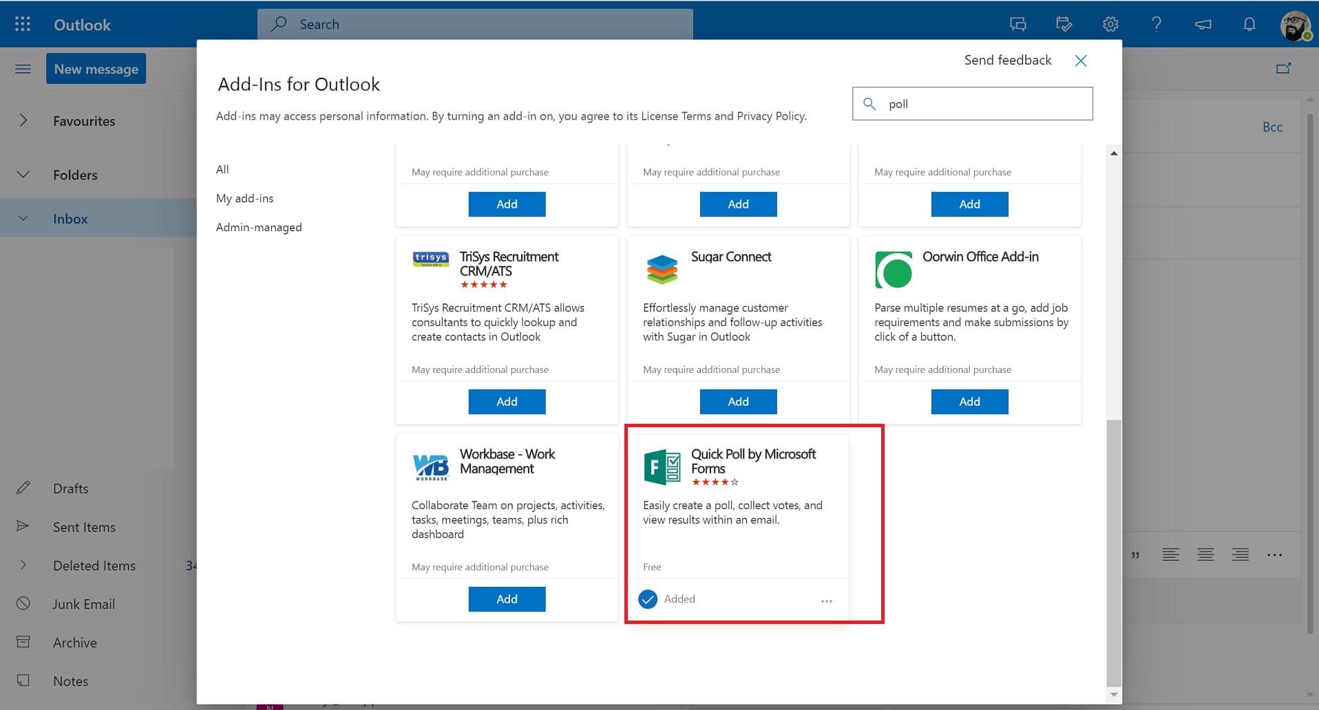 How to use Microsoft Quick Poll in Outlook on the  plus update on